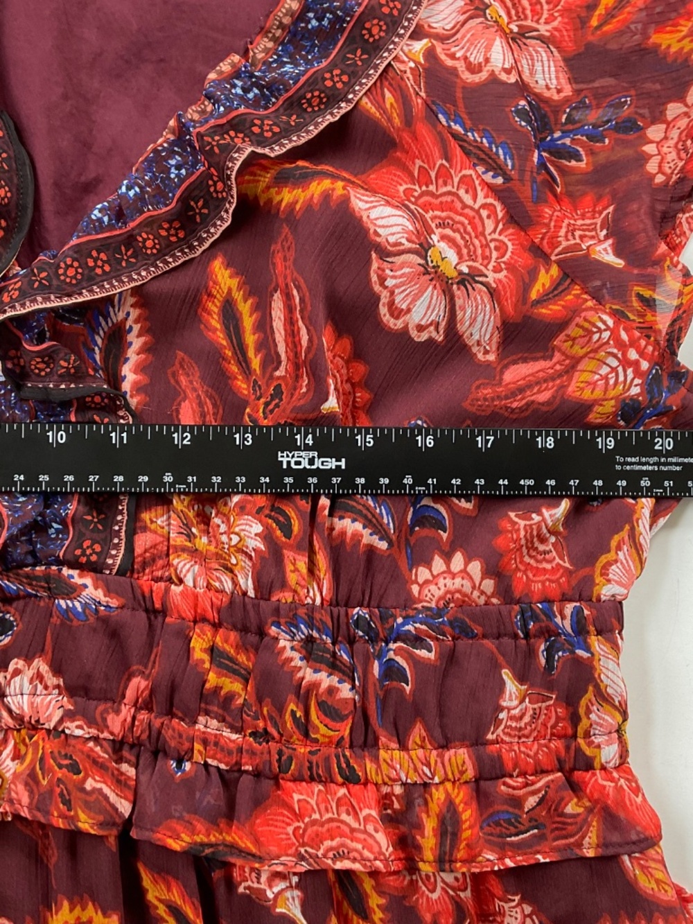 Old Navy Floral Maxi Dress XL Burgundy Chiffon Boho Whimsigoth Romantic Garden - Picture 6 of 10